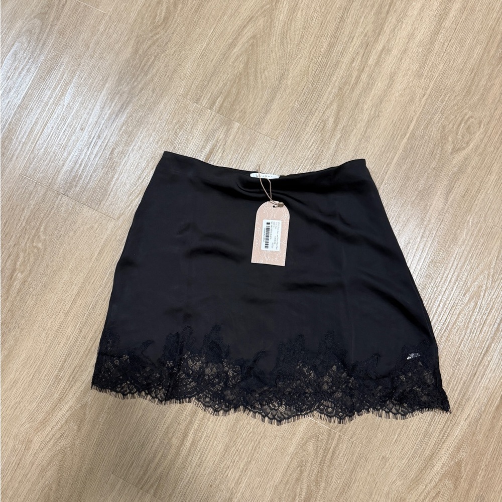 Meshki Black Mini Skirt with Lace Trim
